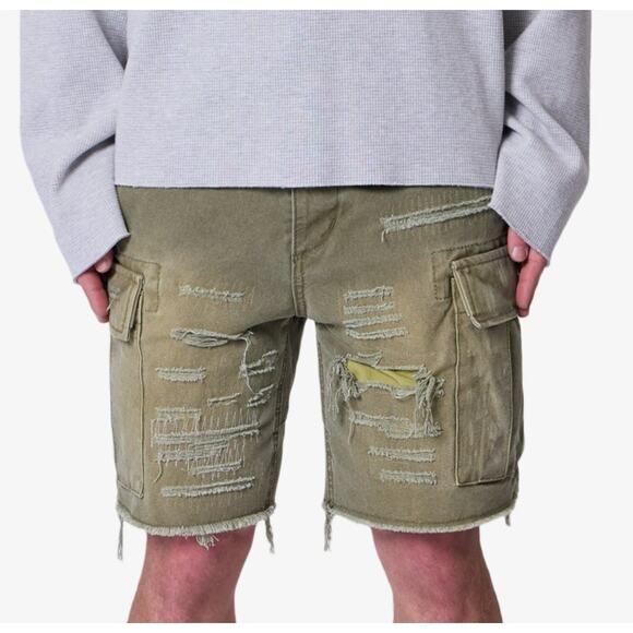 New mnml Men's Distressed Utility Cargo Shorts, Size 34 - Picture 1 of 4